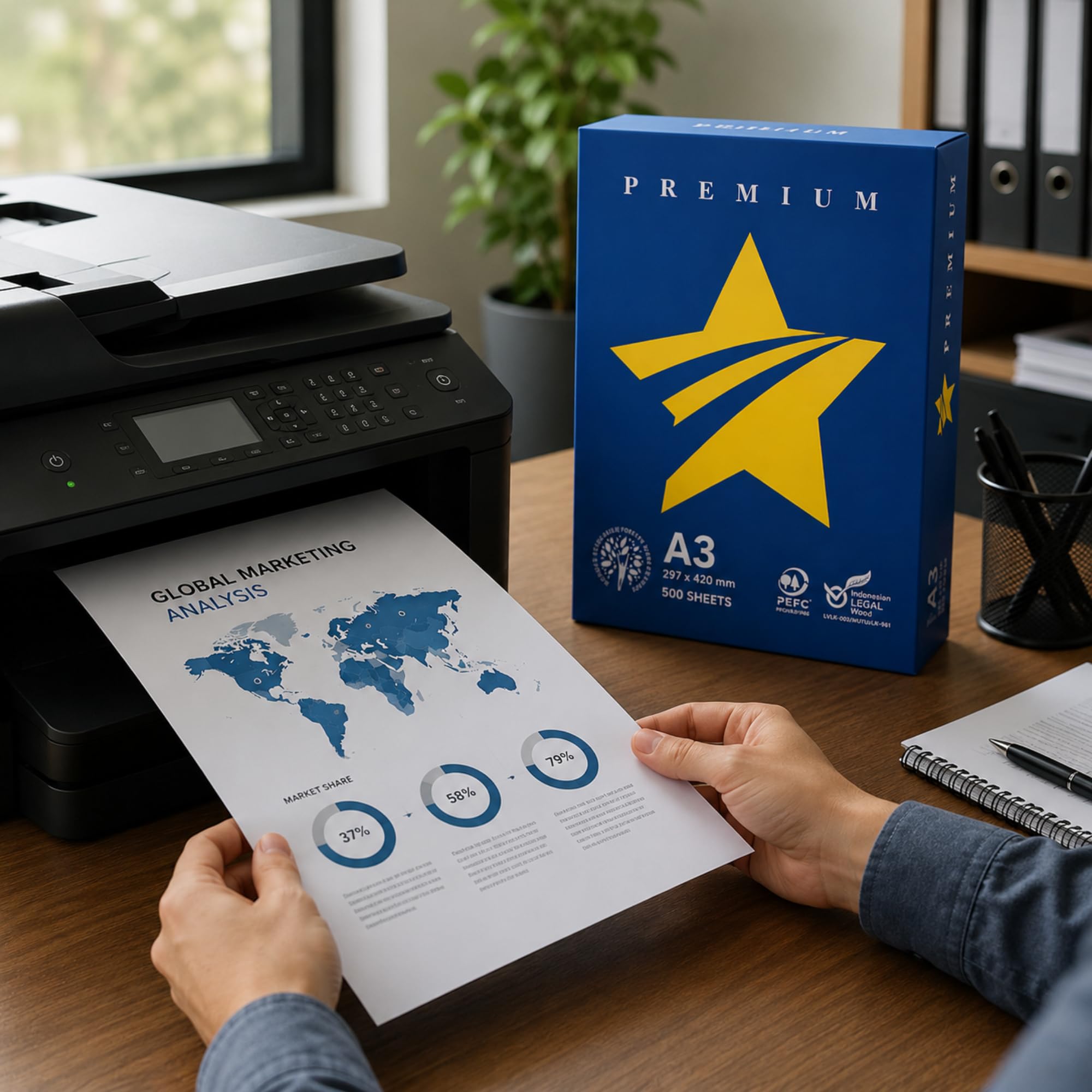 5 Risma Carta A3 da 500 Fogli (2500 Fogli) SENZA INCEPPAMENTO - Carta Stampante 75 gr - Stampante Inkjet, Laser, Fotocopiatrice - Risma di Carta A3 Bianca di ALTA' QUALITA' per Ufficio, Casa e Scuola