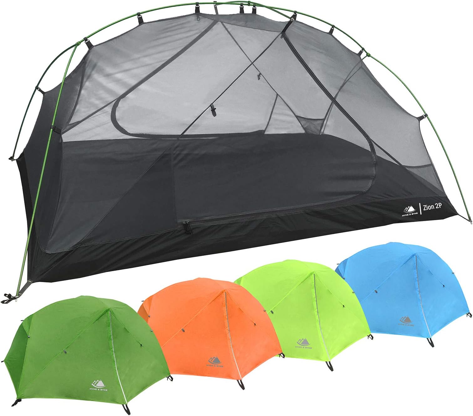 Hyke & BykeZion Hiking & Backpacking Tent - 3 Season Ultralight, Waterproof Tent for Camping w/Rain Fly and Footprint - 2 Person - Forest Green