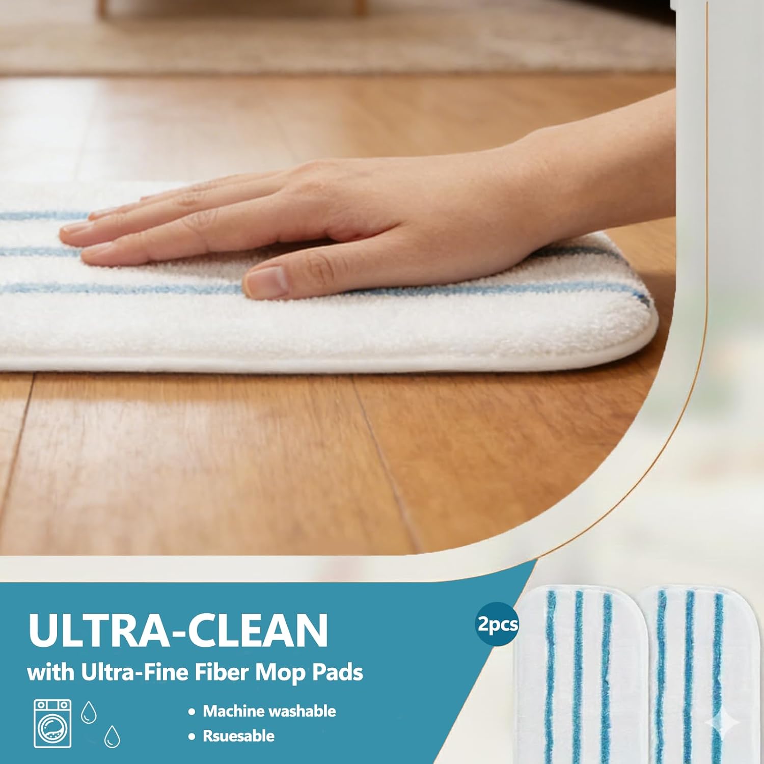 Simple Deluxe Steam Mop for Floor Cleaning, Lightweight Floor Steamer Cleaner Mop - Ideal for Hardwood/Tile/Laminate Floors Carpet, 2 Washable Pad, White and Green