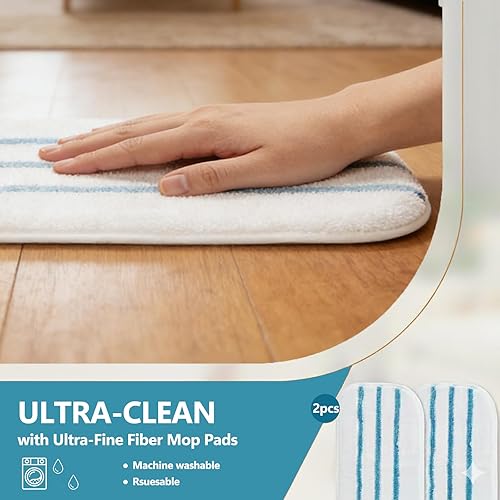 Miniatura 4 de Simple Deluxe Trapeador de vapor para limpieza de pisos, ligero limpiador de pisos, ideal para suelos de madera dura, azulejos/laminados, 2 Blanco y