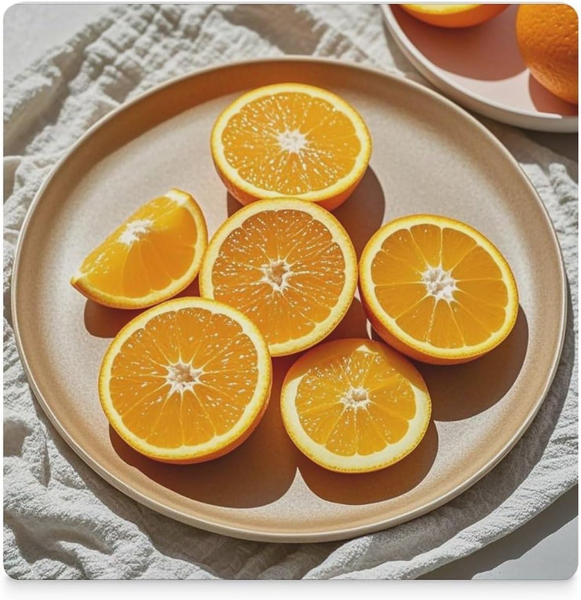 Orange Slices Coasters Absorbent Ceramic Coasters for Drinks Coaster with Cork Backing for Table Protection Square Drink Cup Mat Modern Style Coaster for Coffee Table