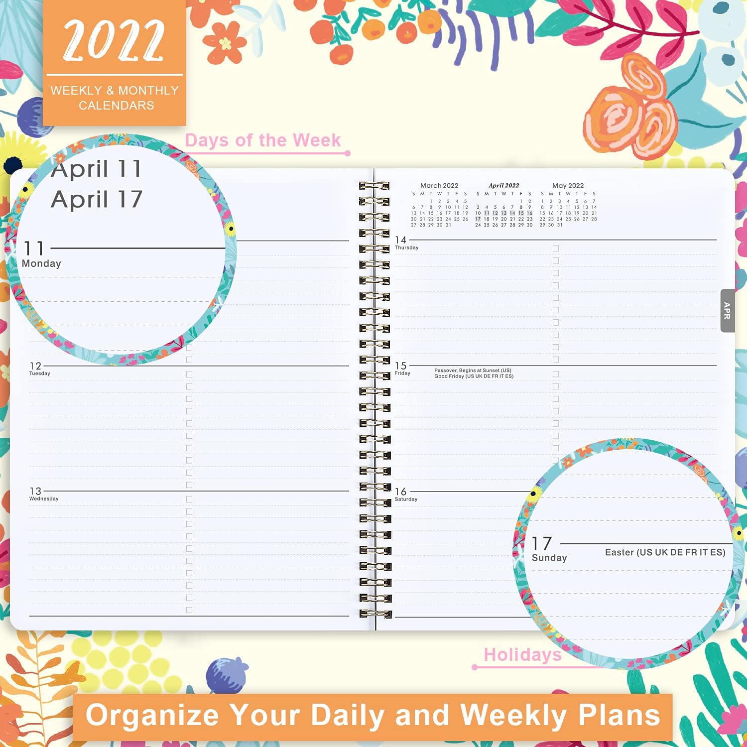 2022 Planner - Jan 2022 - Dec 2022, Weekly & Monthly Academic Planner with to-Do List, 8" x 10", Twin Wire Binding Perfect for Planning Your Home or Office : Office Products