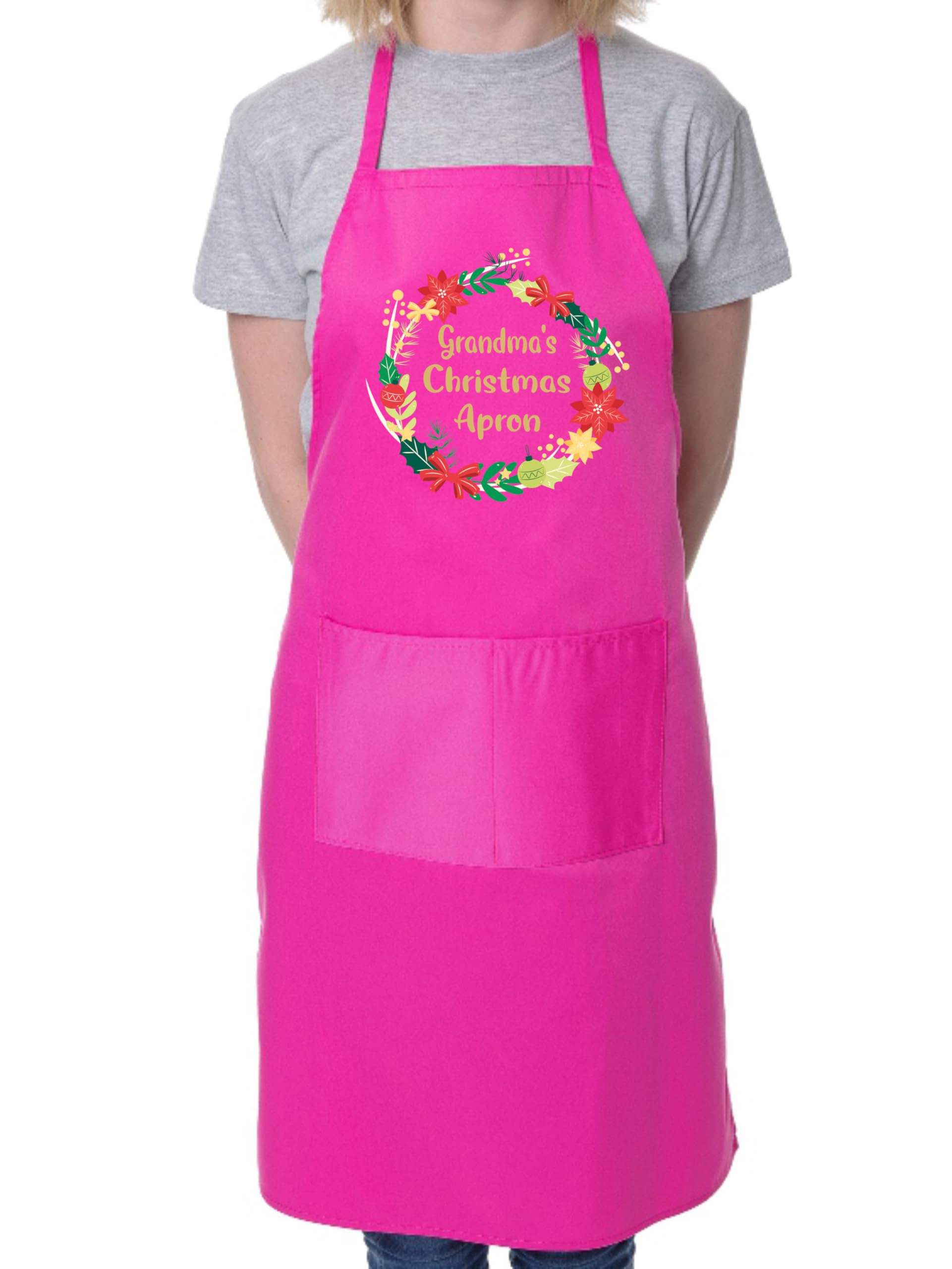 Print4U Grandma's Christmas Apron Xmas Present Funny For Grannies Pink