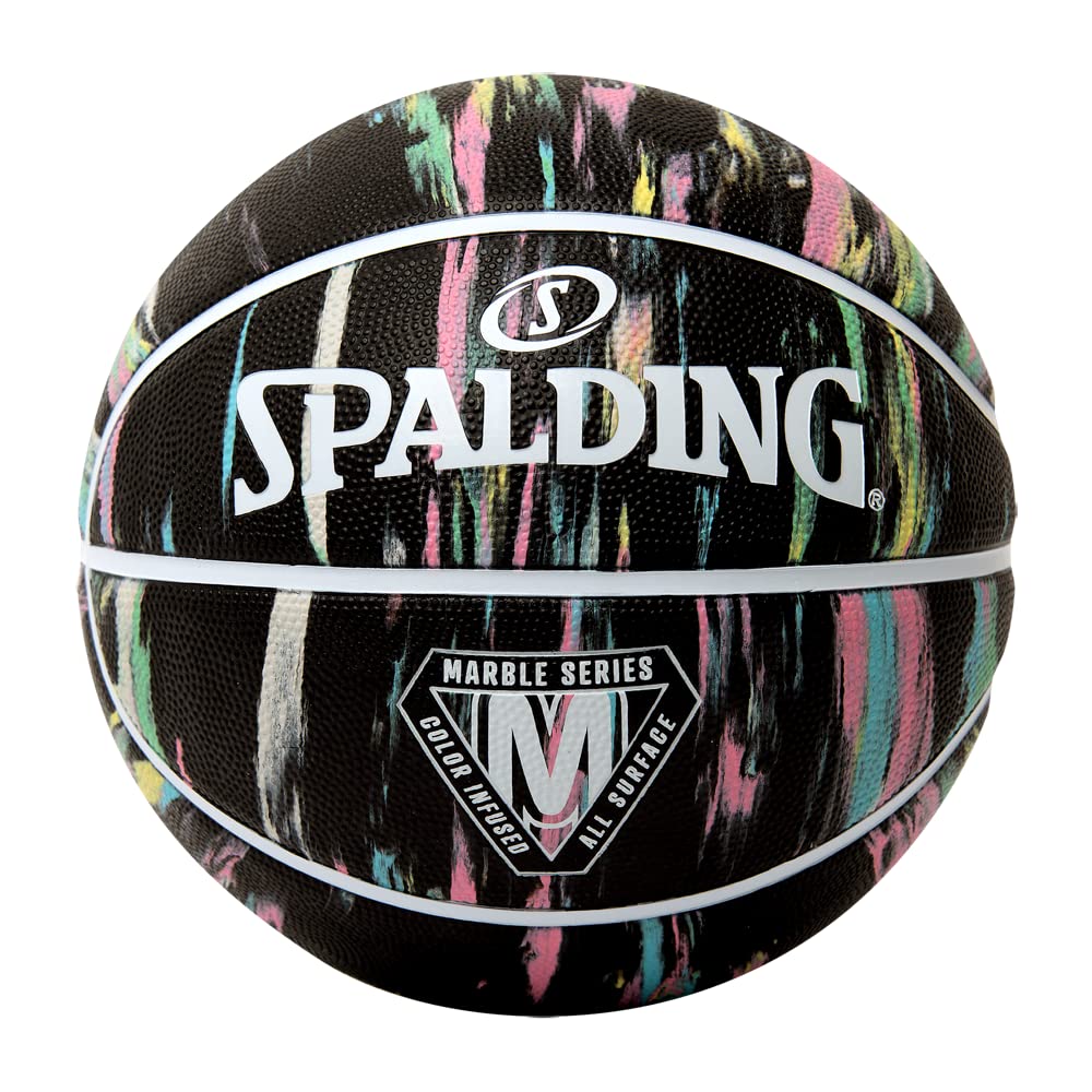 Spalding - Marble Series Black Pastel - Dimensione 5 - Pallacanestro in gomma - Pallacanestro all'aperto - Ottima aderenza - Per bambini