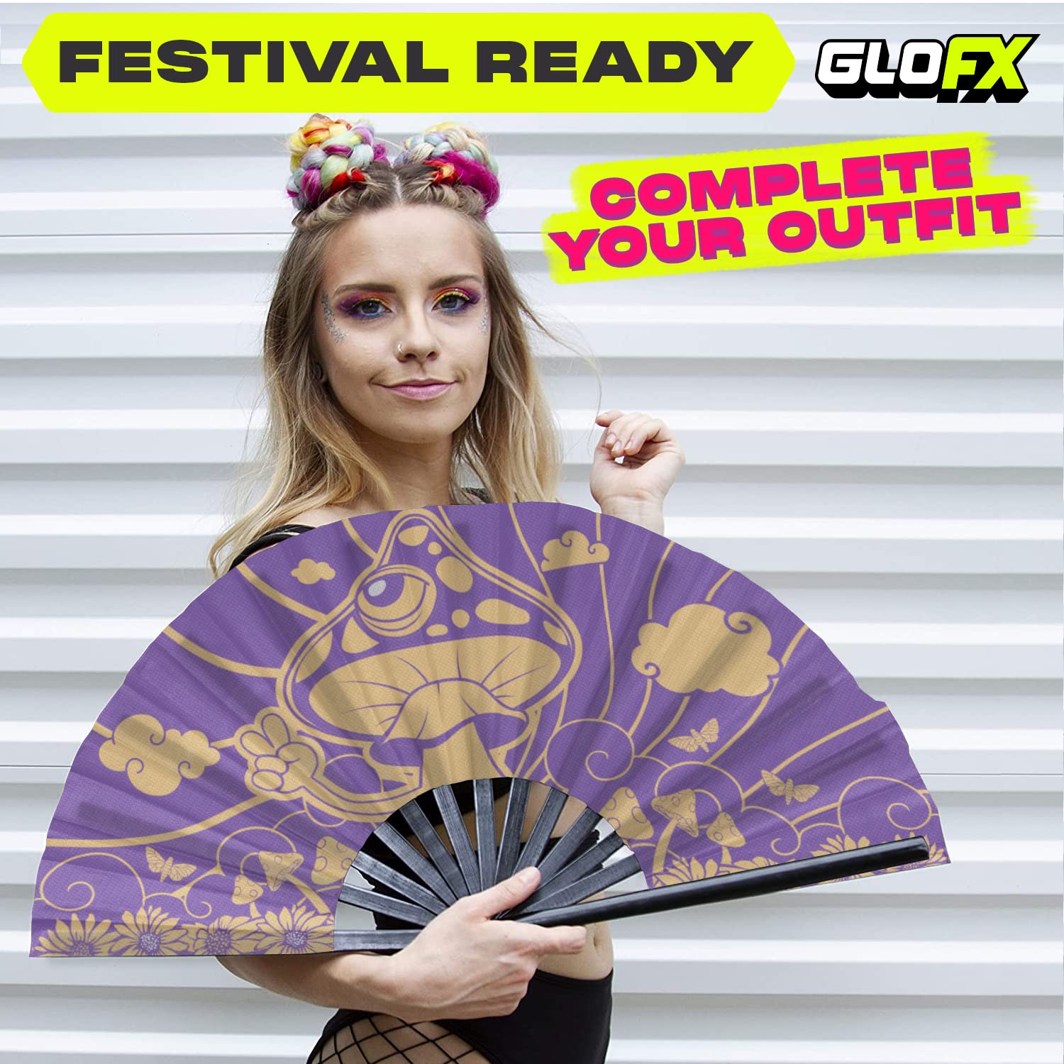 Amazon.com: GloFX Rave Fan - Groovy Mushroom - Large Folding Fan