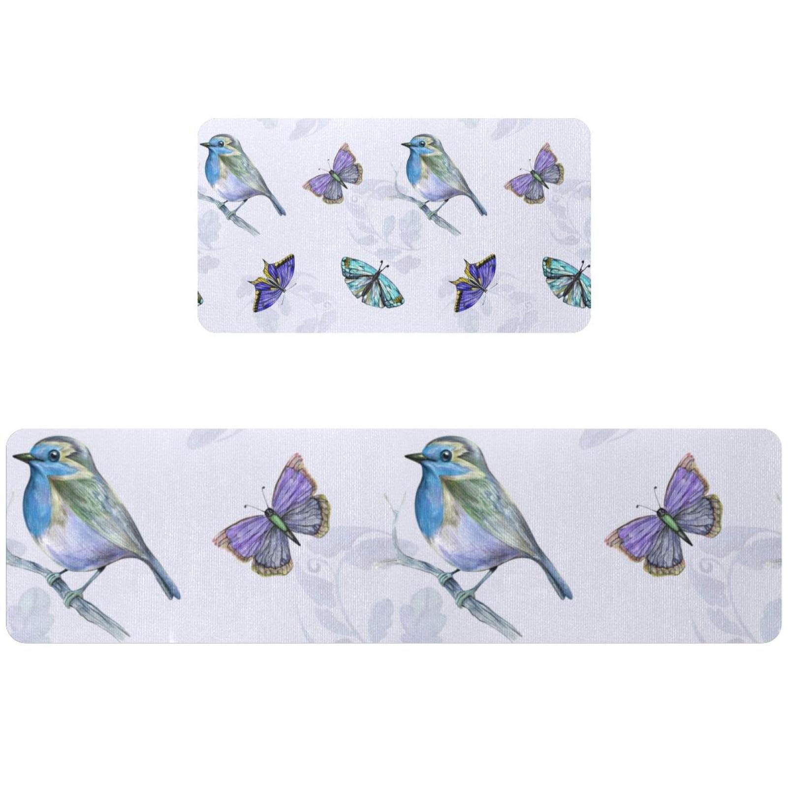 Tapis de cuisine antidérapants lot de 2 lavables motif papillon pour buanderie