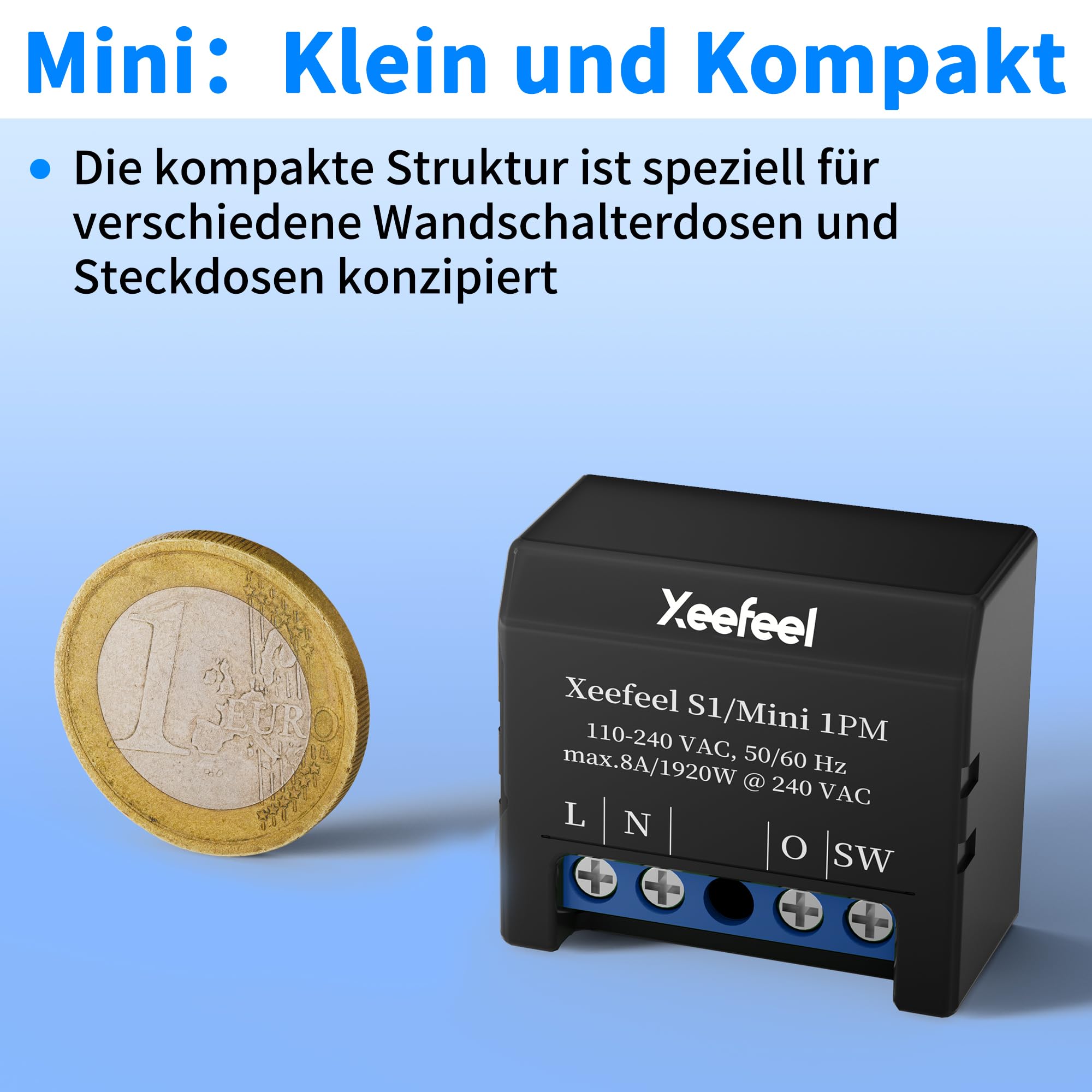 Mini interrupteur relais intelligent Wi-Fi & compteurs électriques intelligents (T3-MINI1PM, Lot de 2)