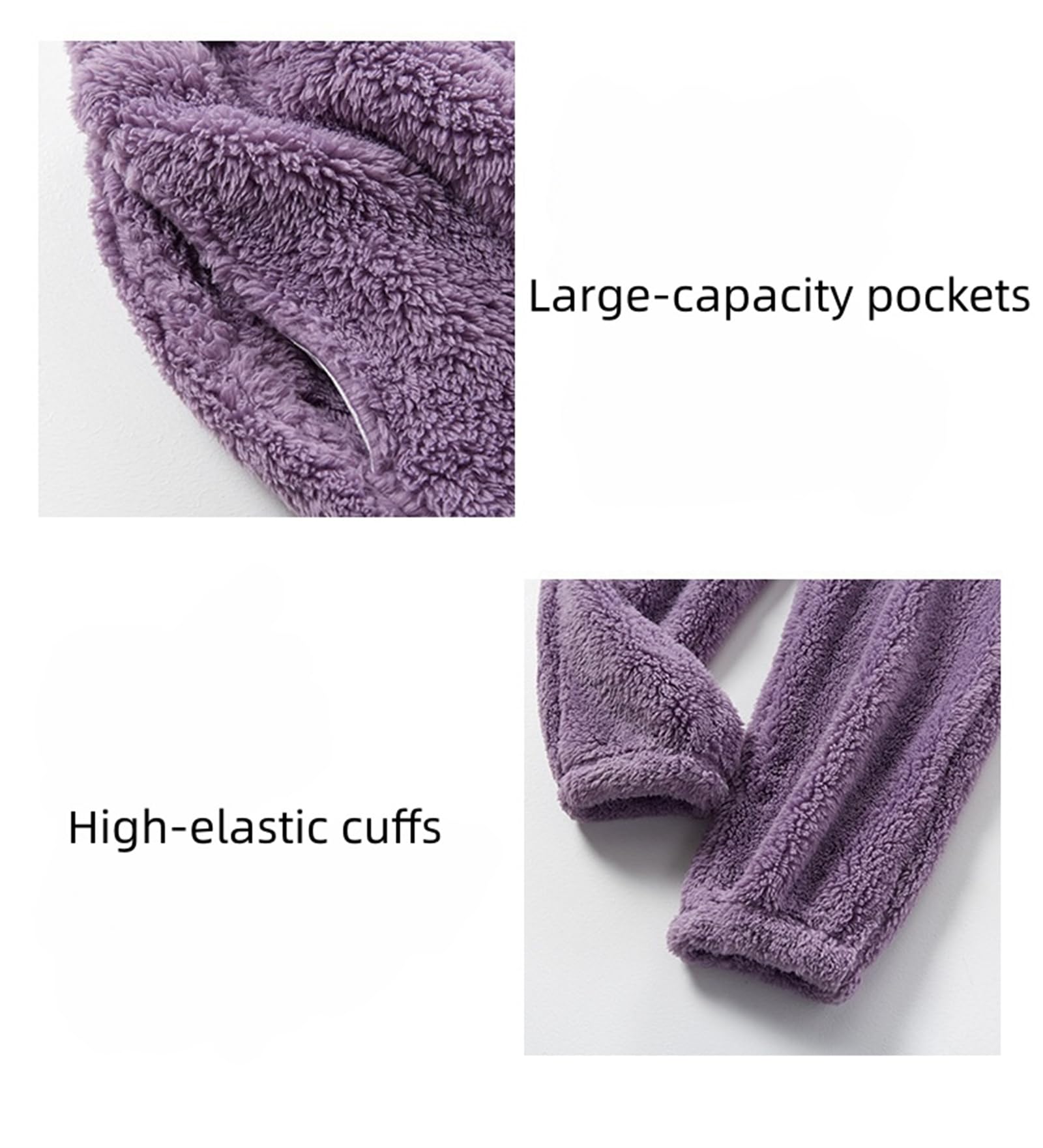 Conjunto de pijama para mujer, de forro polar, mullido, cómodo, de felpa, acogedor, mullido, holgado, cálido