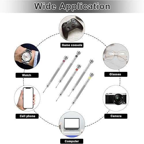Miniatura 4 de Juego de destornilladores de joyería de micro precisión, 5 destornilladores de cabeza plana de 0.031-0.063 in con 5 cuchillas de repuesto