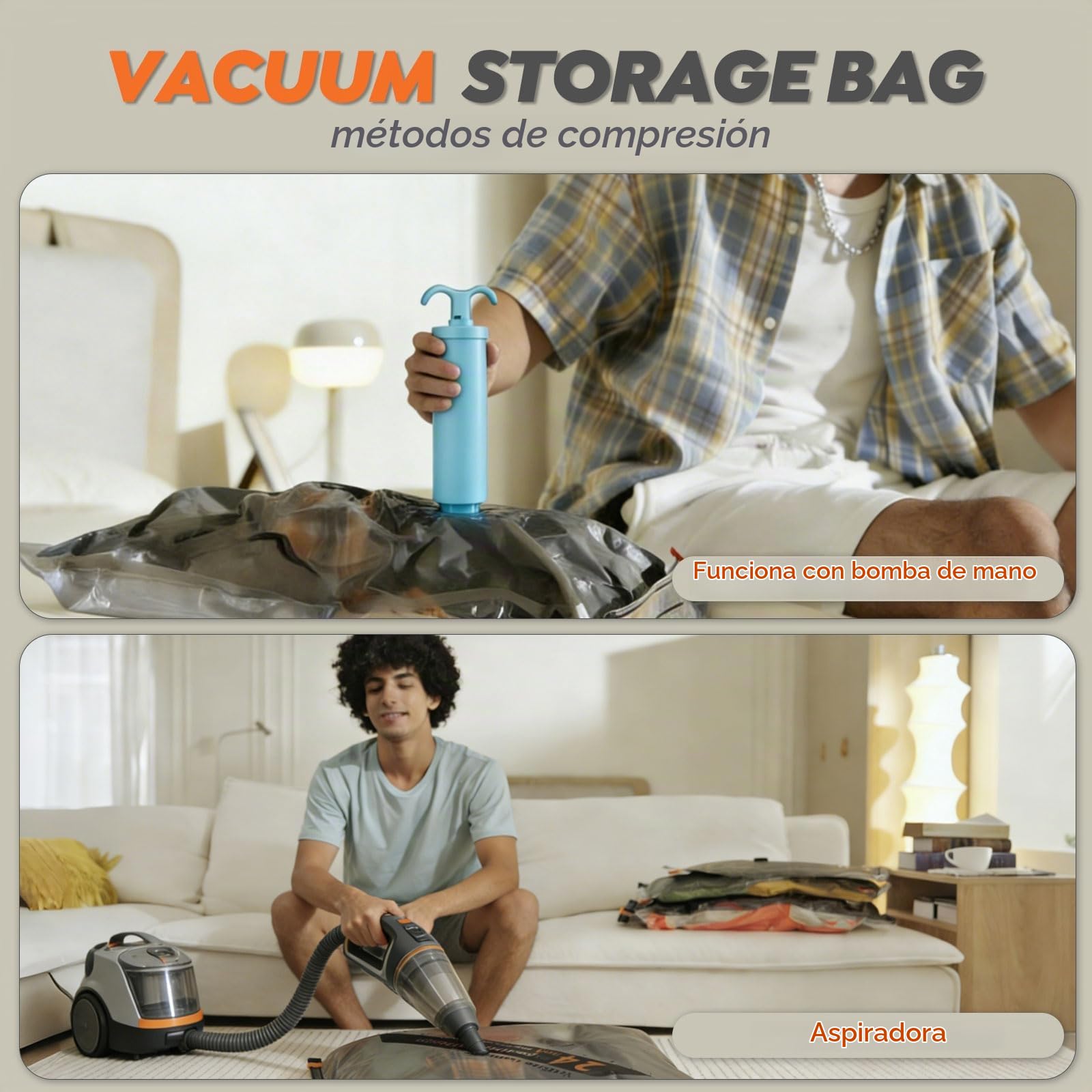 Vacbird Bolsas Vacio Ropa, 20 Bolsas de Vacío para Ropa (8 x 40x54cm, 8 x 47x64cm, 4 x 54x74cm), Especialmente Diseñadas para Viajes y Organización de Maletas