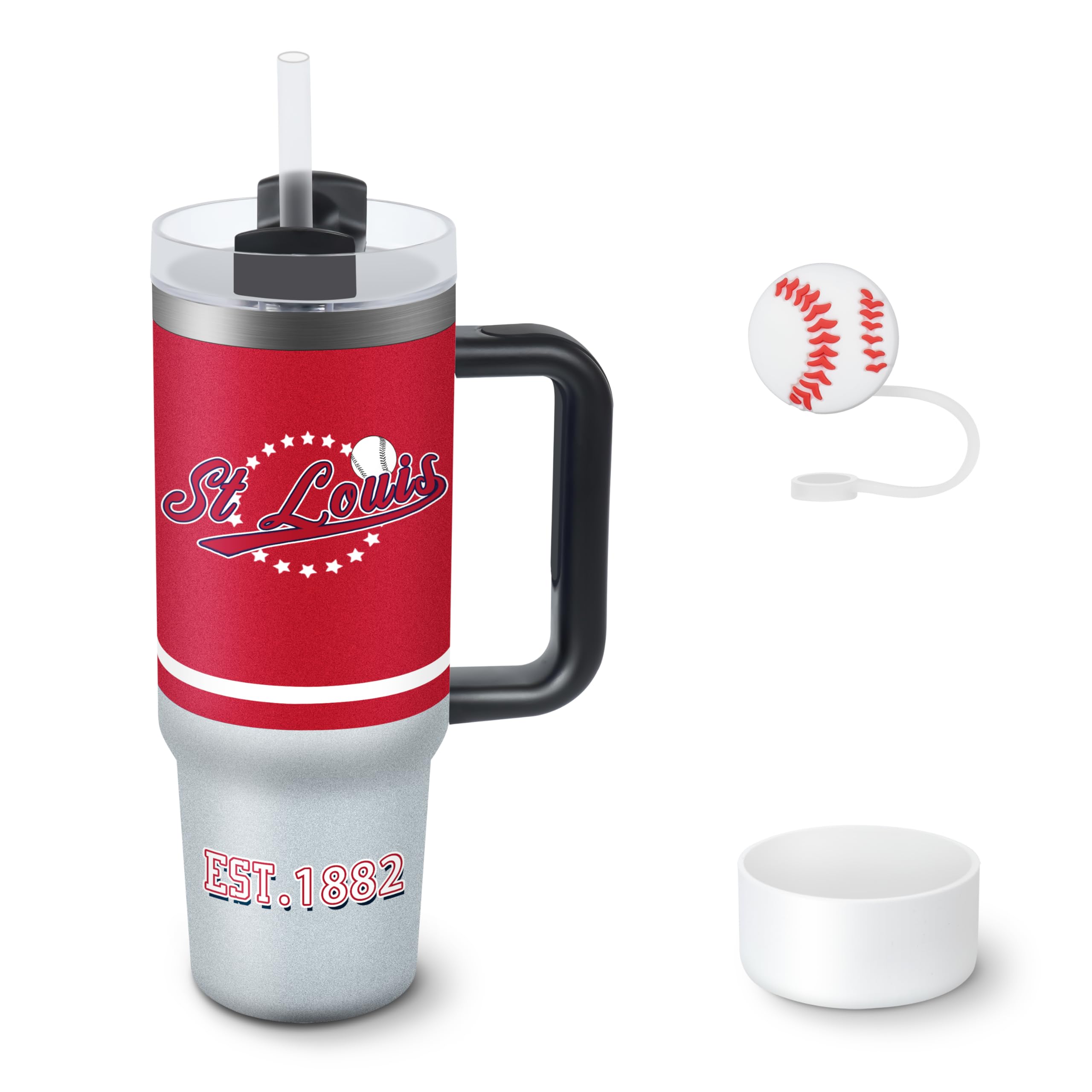 Tumbler 30oz Straight Skinny Car Cups With Insulated Cup Sleeve Portable Handle, Sports Travel Coffee Mug, Stainless Steel, Insulated,Classic Collection Gifts for Fans