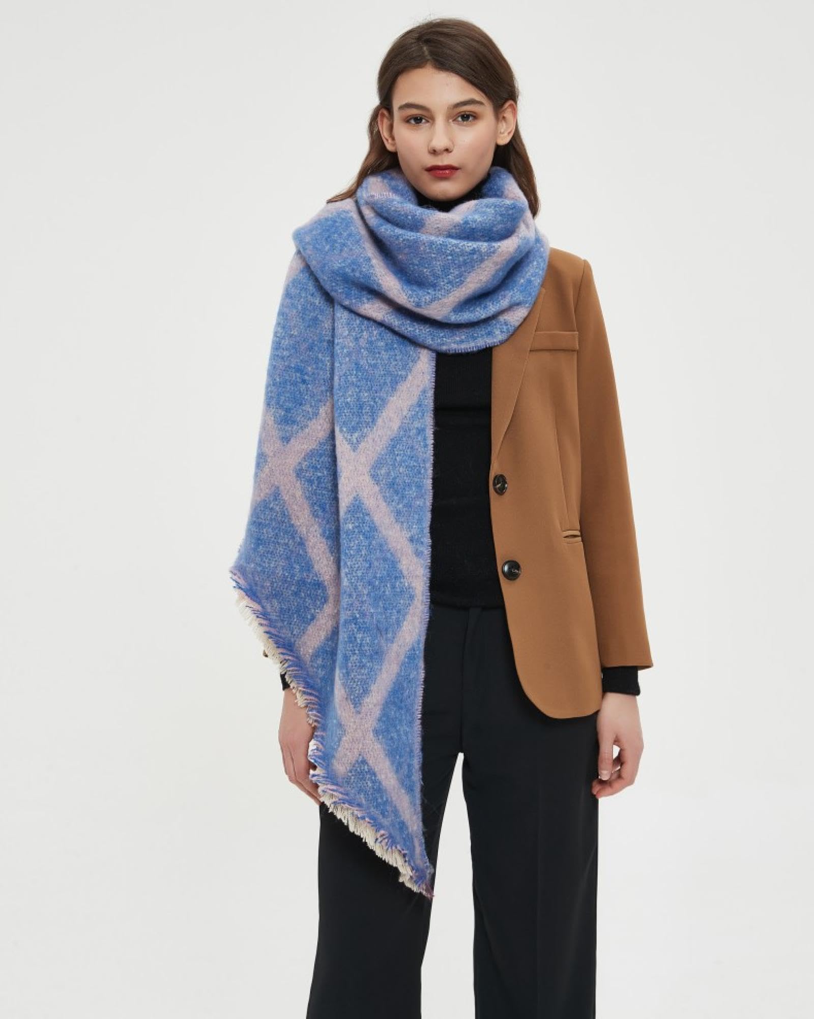Sciarpa Donna Scialle Uomo Sciarpa da Donna con Sciarpa Diagonale A Quadretti Autunno E Inverno