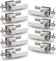 Vista 31 de USHTL01-SN-BK-6P - Manija cuadrada de privacidad para puerta de níquel cepillado sin llaves para dormitorio o baño, USHTL01-SN-BK-6P