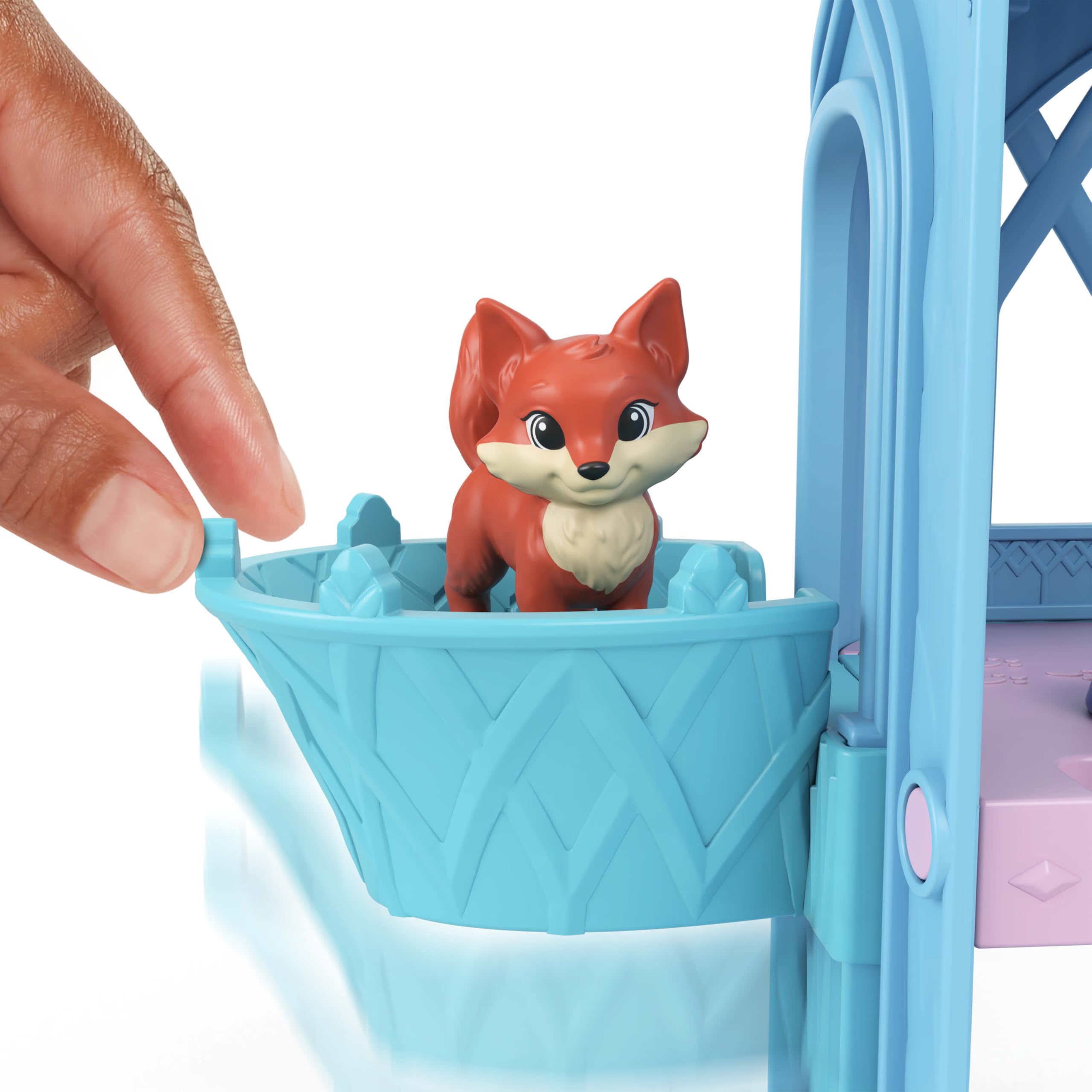 Mattel Disney Frozen Kraina Lodu Zimowy domek zwierzątek Zestaw domek dla lalek: 10 obszarów zabawy, 3 figurki zwierzątek, mała lalka Elsa, 8 akcesoriów, zabawka Storytime Stackers, JFG28