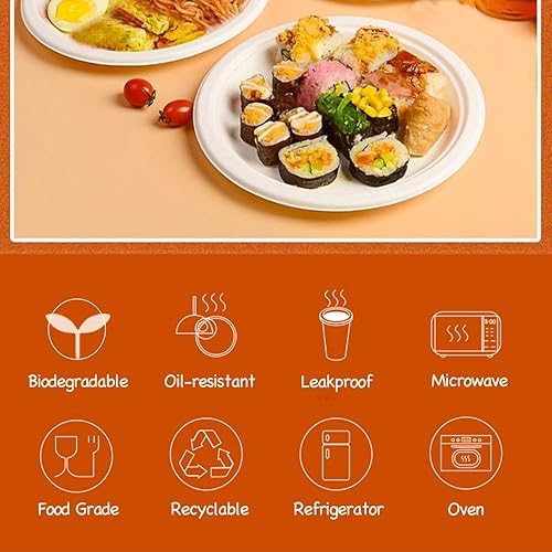Miniatura 2 de Juego de 200 platos y utensilios desechables biodegradables, platos de papel compostables, tenedores, cucharas, cuchillos, cubiertos ecológicos,