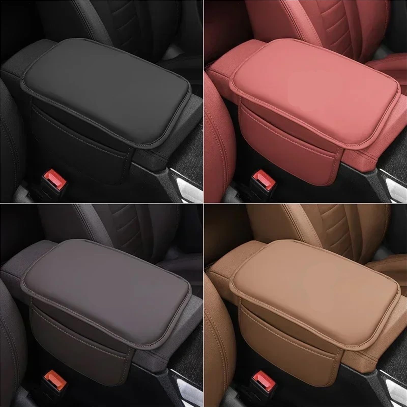 Uniwersalny pokrowiec na podłokietnik samochodowy skórzany pokrowiec na podłokietnik samochodowy pasuje do Hyundai Accent Aslan Avante HB20 I20 I30 I40 Podłokietniki samochodowe(Cognac with bag)
