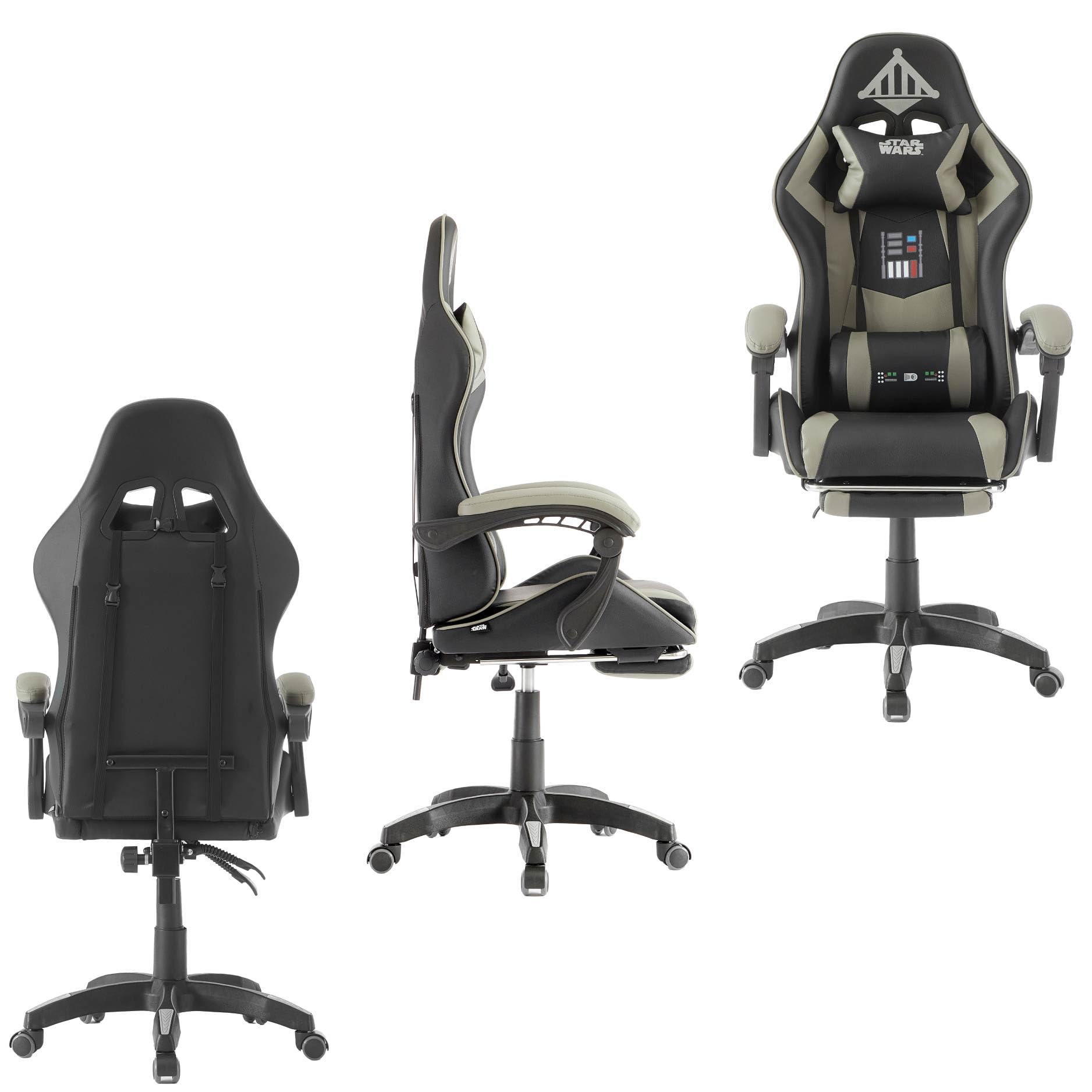 Idea Nuova Star Wars Darth Vader Adjustable Gaming Chair With Footrest, Lumbar Support & Headrest