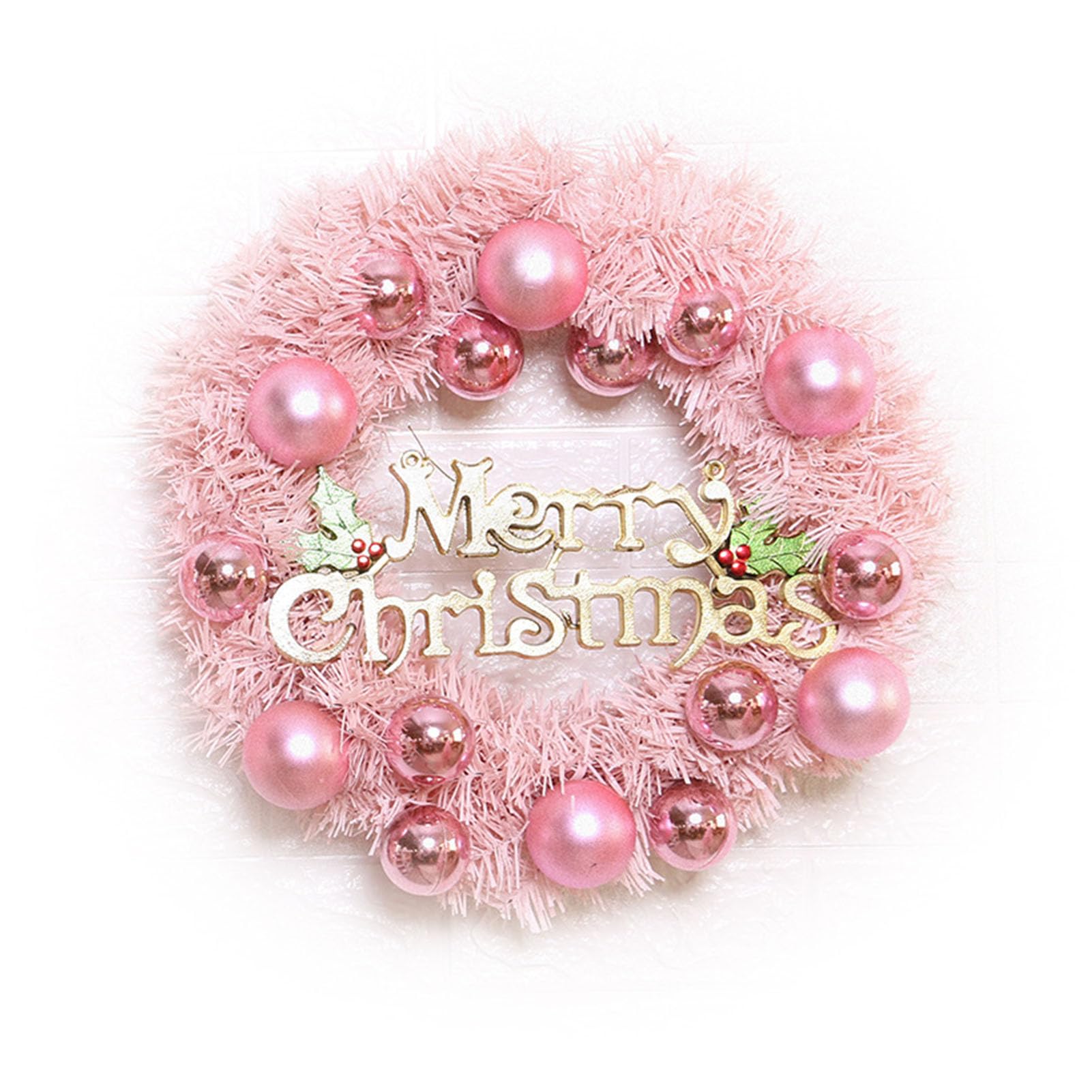 Couronne de Noël PVC rose de haute qualité, ornement de cheminée chic 30cm