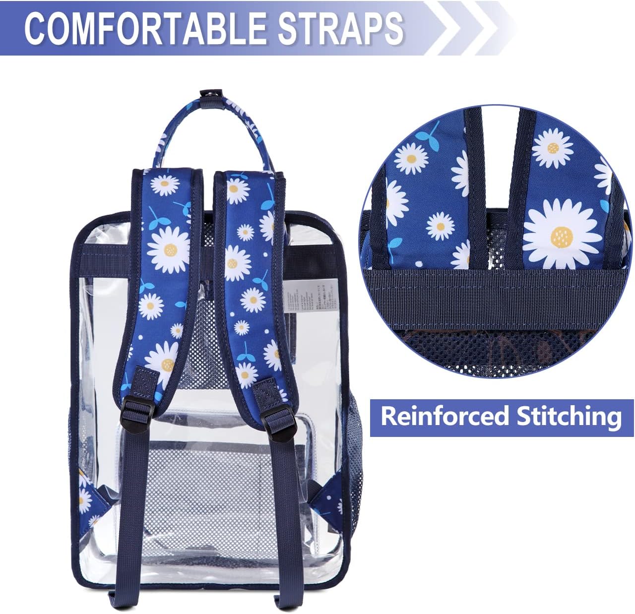 Clear backpack,VASCHY HeavyDuty Transparent See Through School Backpack BookBag - Image 6