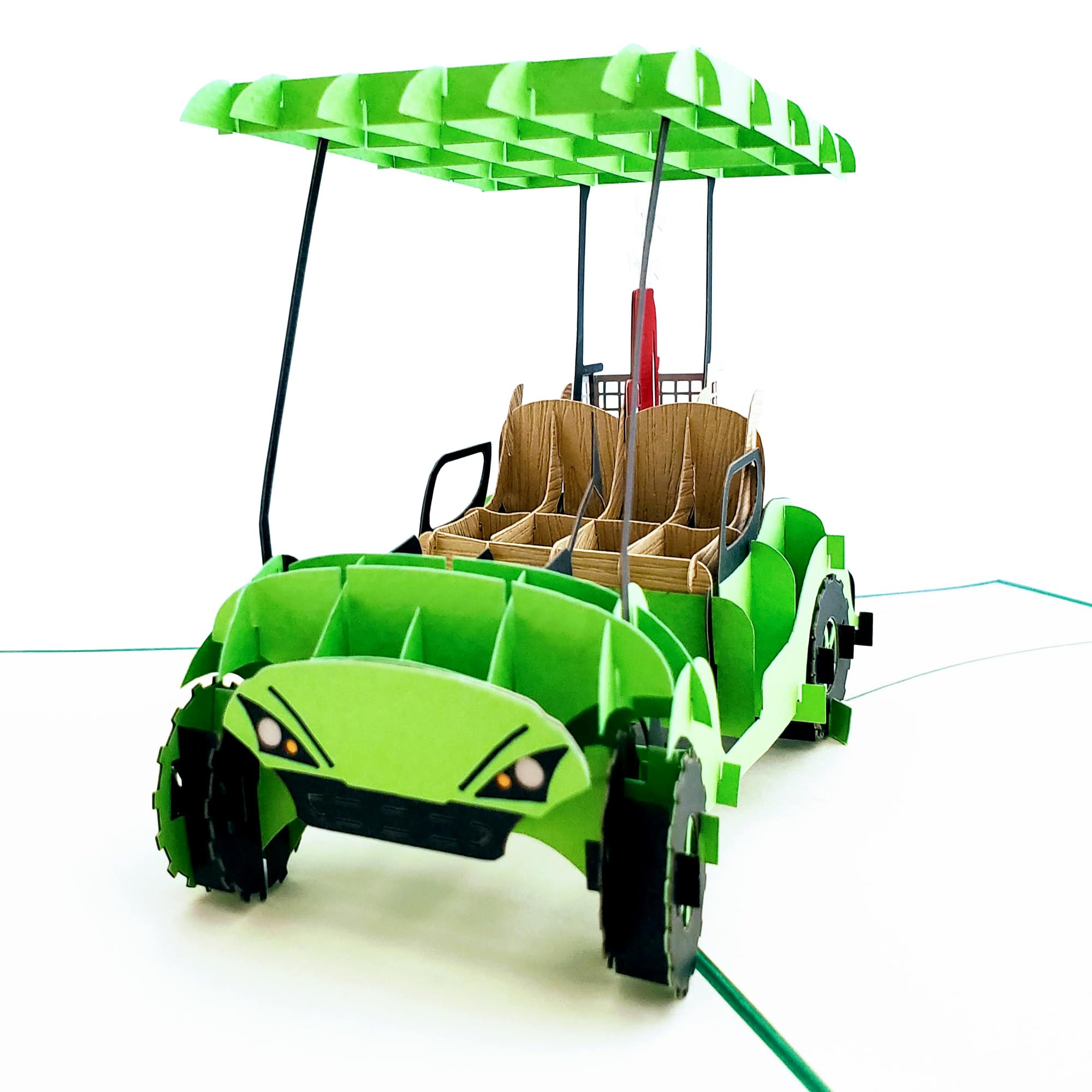 iGifts And Cards Awesome Green Golf Cart 3D Pop Up Greeting Card - Hole in One, Putter, Clubs, Cool, Fun, Half-Fold, Celebration, All Occasion, Happy Birthday, Retirement, Father's Day, Mother's Day