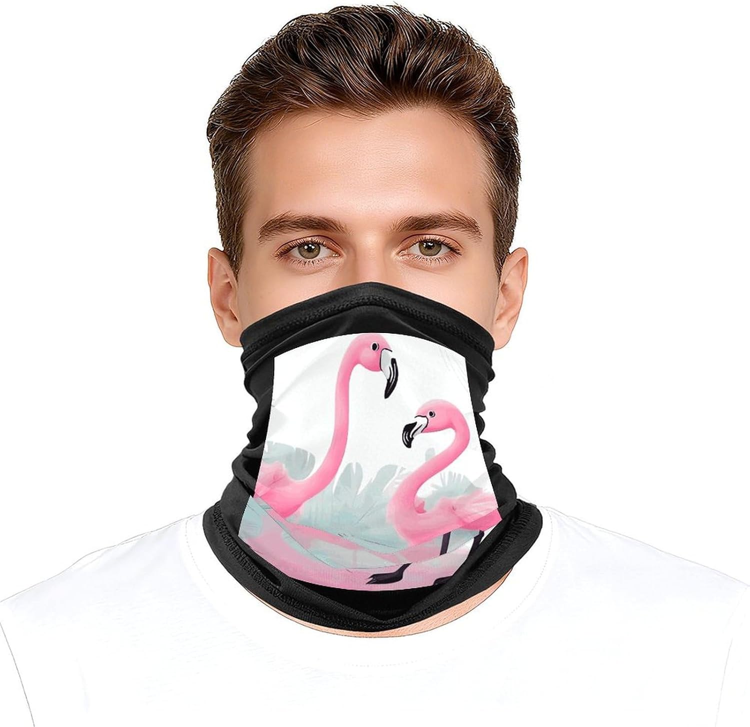 Love Flamingo Neck Gaiter Face Mask UV Protection for Men Women, Breathable Quick Dry Face Cover Bandana Outdoor Sports Balaclava Wind-Proof for Hiking Skiing Motorcycle Cycling