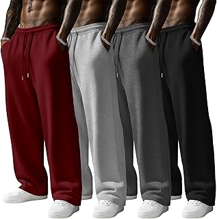 4 Pack Men's Wide Leg Sweatpants Open Bottom Pants