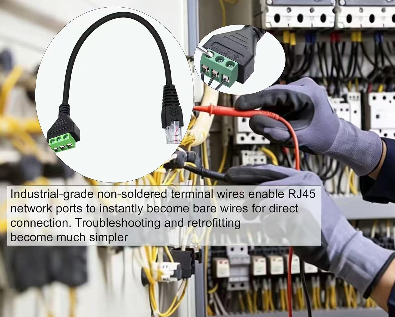 RJ45 Male to 3 Pin Screw Terminal Adapter Cable, Solderless Connector for Signal Transmission Extension(345)（30CM）
