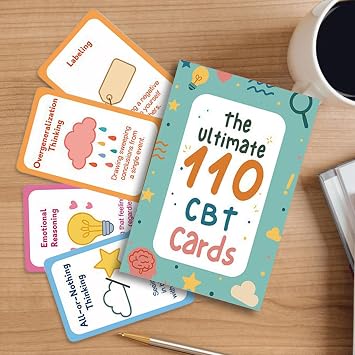 110 CBT Cards for Teens, Mindfulness Cards for Adults - 110 Pieces Psychology Toy, Mindfulness and Emotional Management Psychology Supplies for Adults Teens Students Team Building