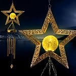 Solar Wind Chimes for Outside Crackle Glass Ball Waterproof Wind Chimes Outdoor Clearance Deep Tone Garden Decor Birthday Unique Gifts for Women Mom Grandma Windchimes Gardening (Star Crystal Ball)