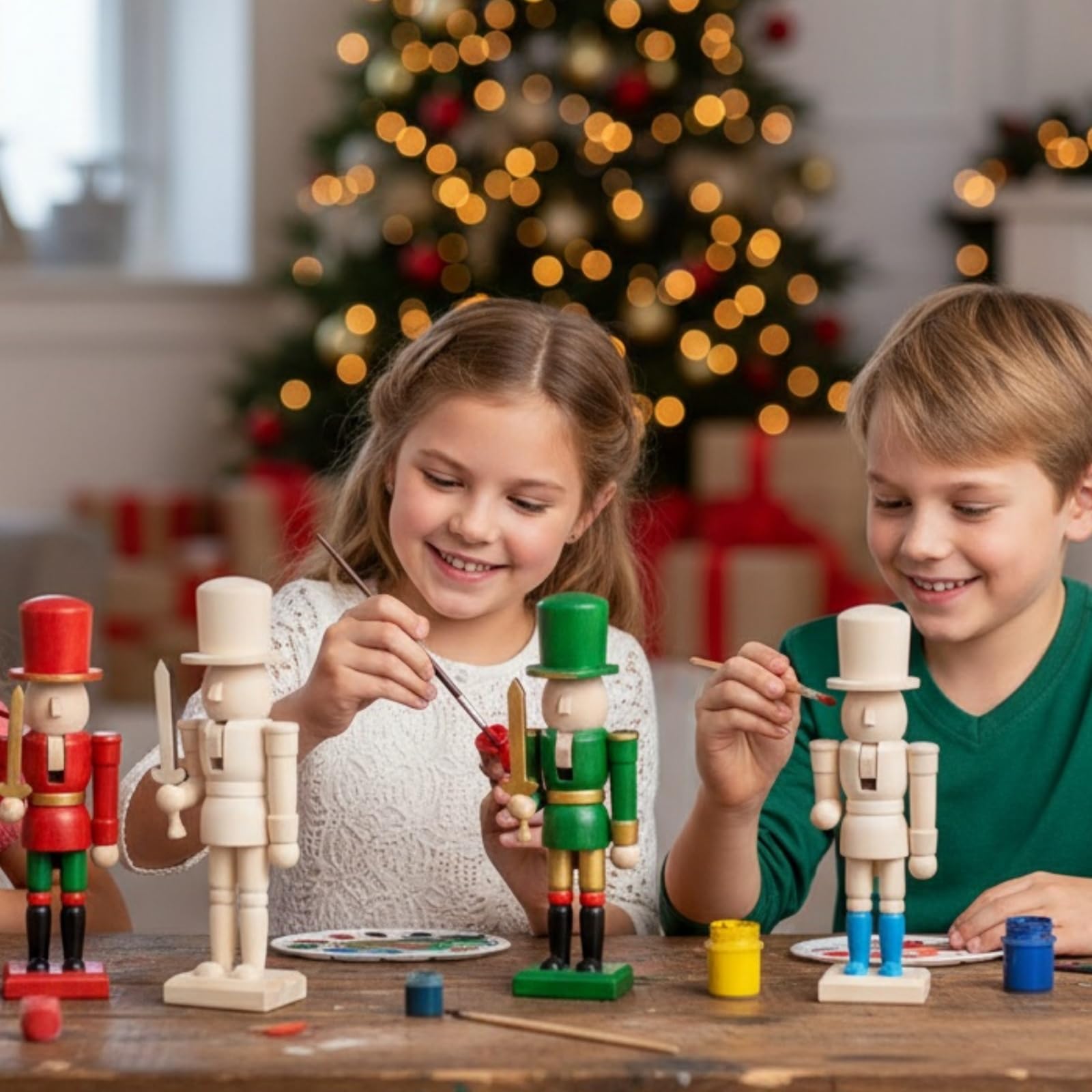 Veemoon Weihnachten Holz Unlackiert Mini Holzfiguren DIY Blank Unlackiert Nussknacker Marionette Walnuss Soldat Ornament Dekoration