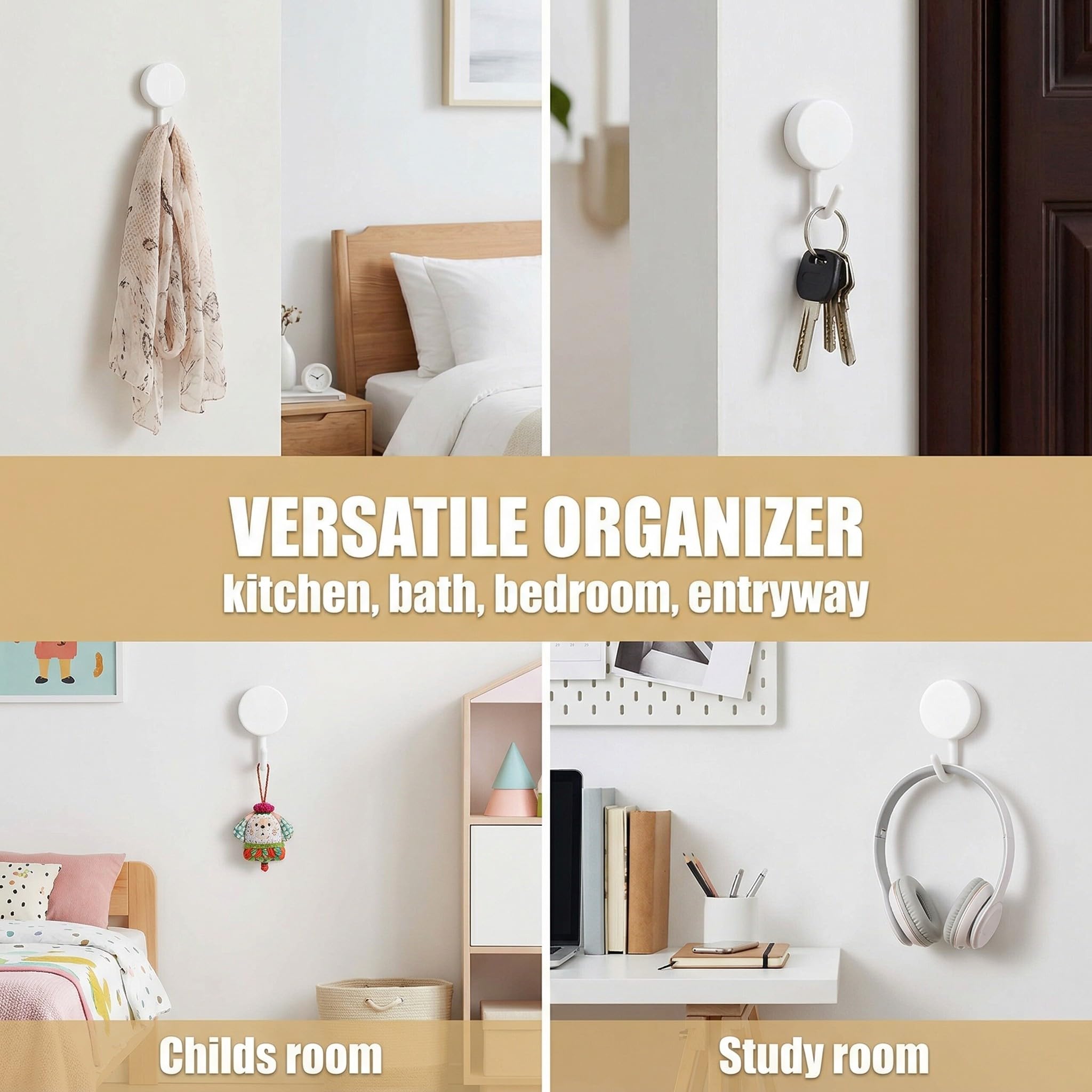 HAGNA 10 Pezzi Gancetti Adesivi, Appendini Adesivi, Piccoli Ganci Da Parete Bianco Senza Foratura O Chiodi, Per Appendere Bagno, Cucina, Soffitto, Parete, Porta, Accappatoi