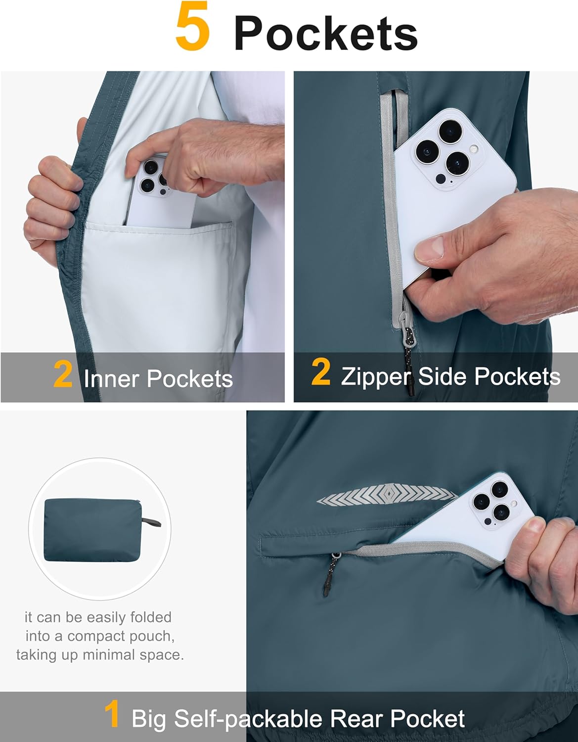 Little Donkey Andy Men's Waterproof Windbreaker Lightweight Packble Cycling Jacket for Biking, Running - Image 7