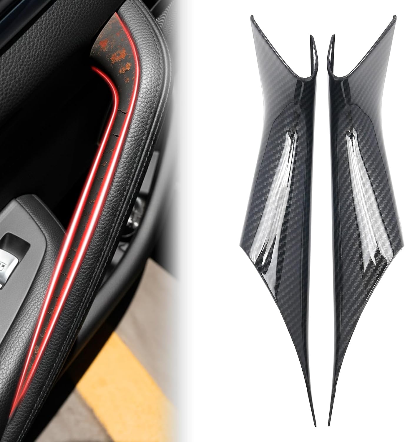 No Tools Needed Car Interior Door Pull Handle Grab Cover Fit for BMW 5 Series G30 G31 F90 2017-2023 (518d 520d 520i 525d 530d 530e 530i 540i 540dX M550dX M5) 2pcs Left+Right Black