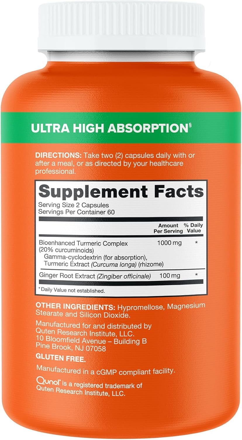 Qunol Turmeric Curcumin 1000mg and Ginger, Ultra High Absorption, 120 Count — Amazon image 7