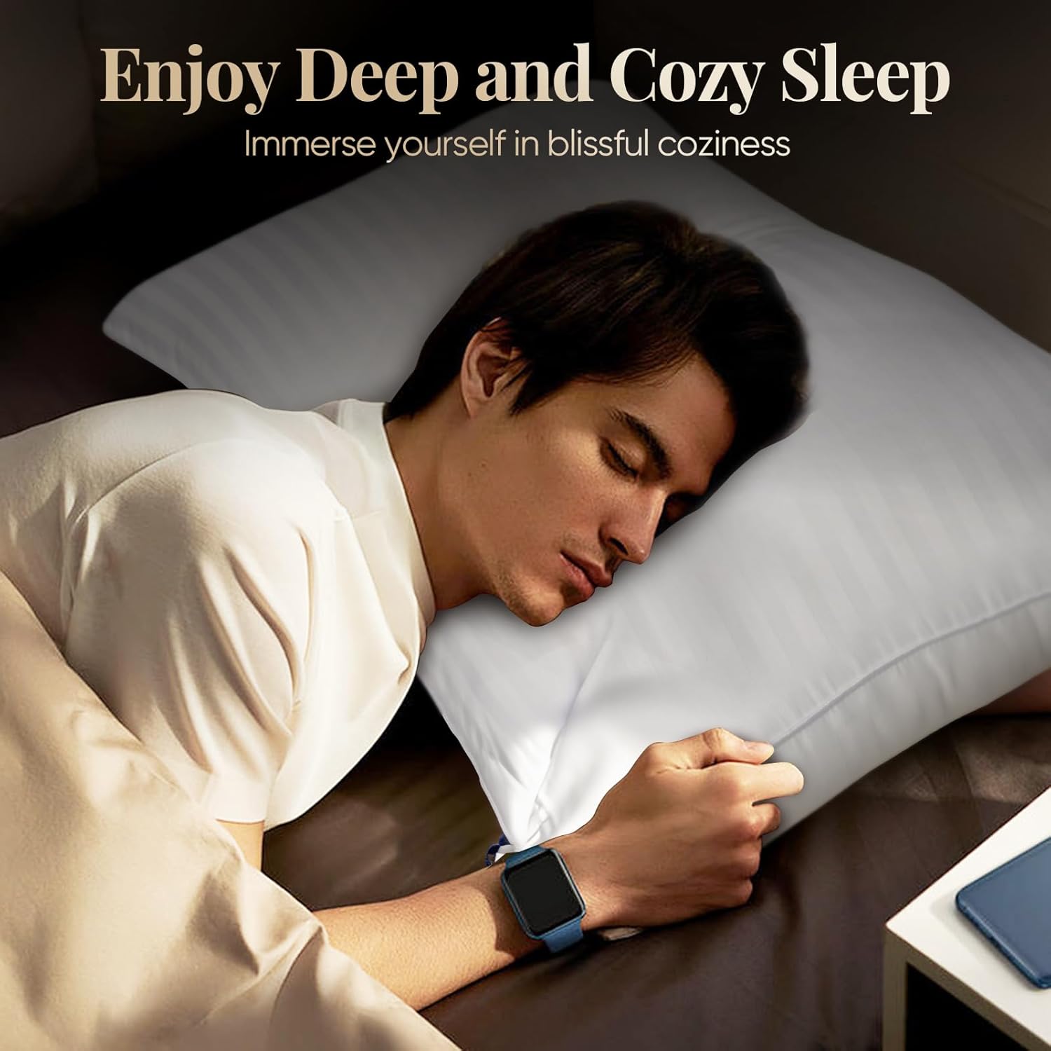 Hotel Collection Bed Pillows for Sleeping, Bed Pillows Queen Size Set Of 2,Gusseted Pillow for Back, Stomach or Side Sleepers