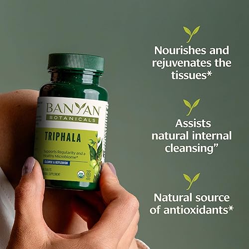 Vista 11 de 90 comprimidos Banyan Botanicals Triphala USDA orgánico, fórmula equilibrada para la desintoxicación y el rejuvenecimiento*