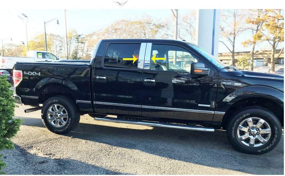 Compatible with 2020 RAM 2500/3500 Crew/Extended Cab 4 PC Stainless Steel Chrome Pillar Post Trim Automotive Window Moldings