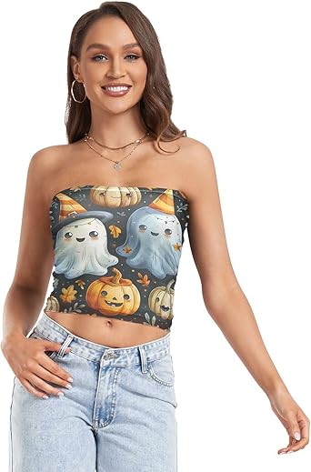 Zhirexin Halloween White Cute Spectre Women's Tube Tops Cute