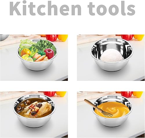 Miniatura 3 de Topyond Cuenca de acero inoxidable, lavabo de drenaje limpiador de frutas, juego 3 en 1 colador de tazón para cocina, cuenca de drenaje para