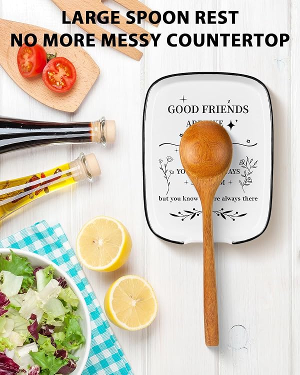 Friendship Gifts for Women, Mothers Day Good Friends Best Friend Bestie Birthday Kitchen Gifts for Women Friend Her, Good Friends Are Like Stars, Spoon Rest Holder for Stove Top Kitchen Counter Decor by MBRUH - Image 2