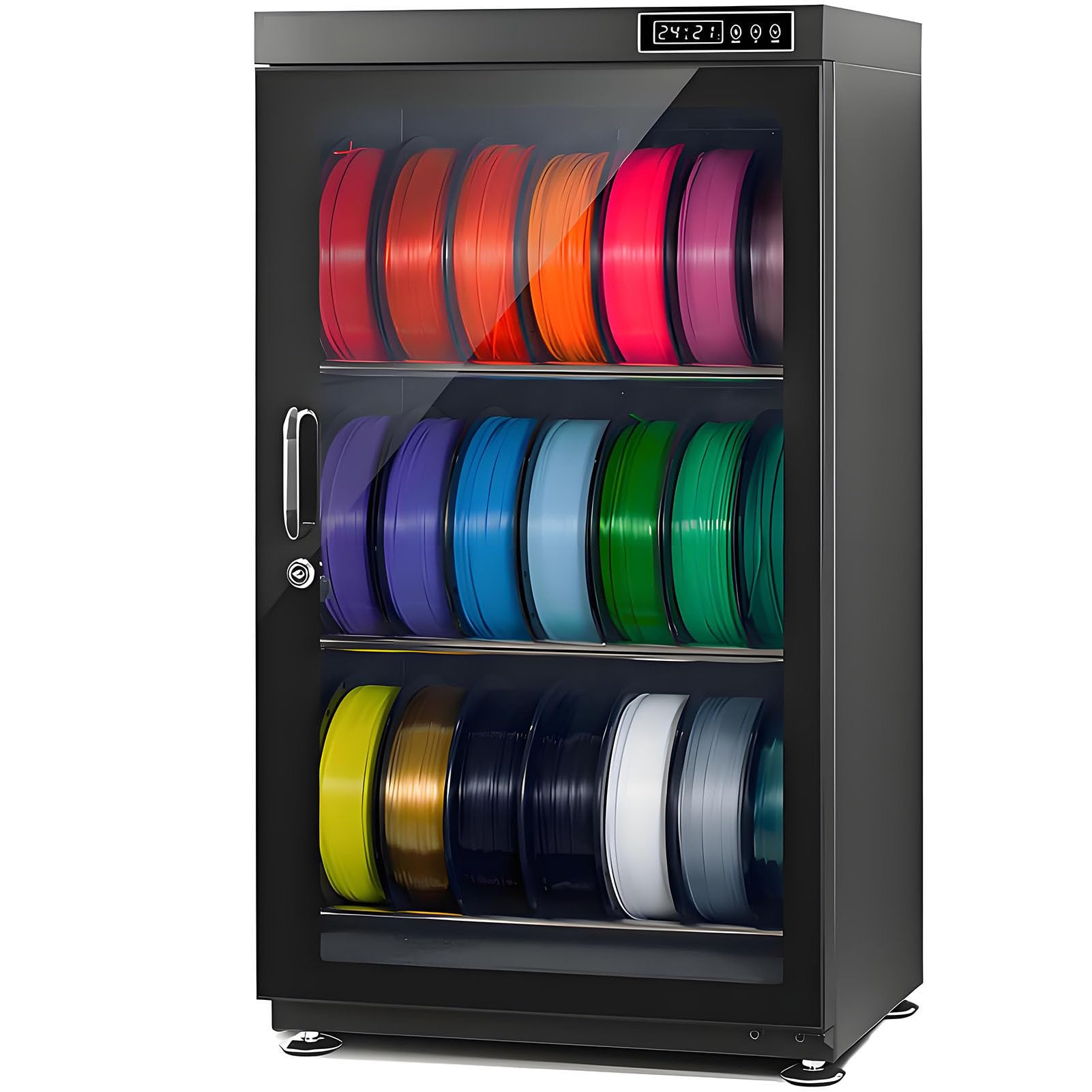 SHENGSHIYU Filament Storage Box, 3D Printer Filament Dehumidifier Storage Cabinet Box,Holds 10-12 Rolls,Holds 15-18 Spools of Filament,15%-60% Rh for Home and Small Studios SD115