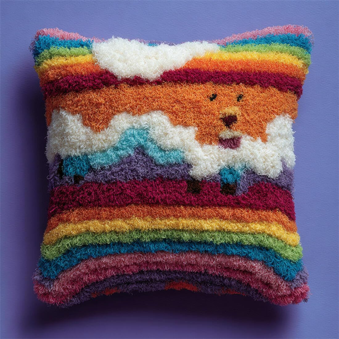 Kitquiver Latch Hook Kits for Adults Colorful Stripes DIY Latch Hook Rug Kit for Beginners Embroidery Cushion Canvasfor Adult Beginners 17x17In