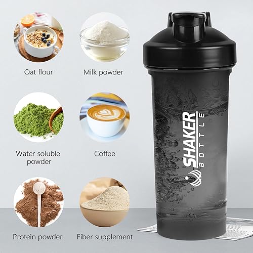 Miniatura 6 de XTKS Botella mezcladora de proteínas de 24 onzas, a prueba de fugas, con asa y bola mezcladora, mezcla bebidas sin esfuerzo, mantente hidratado