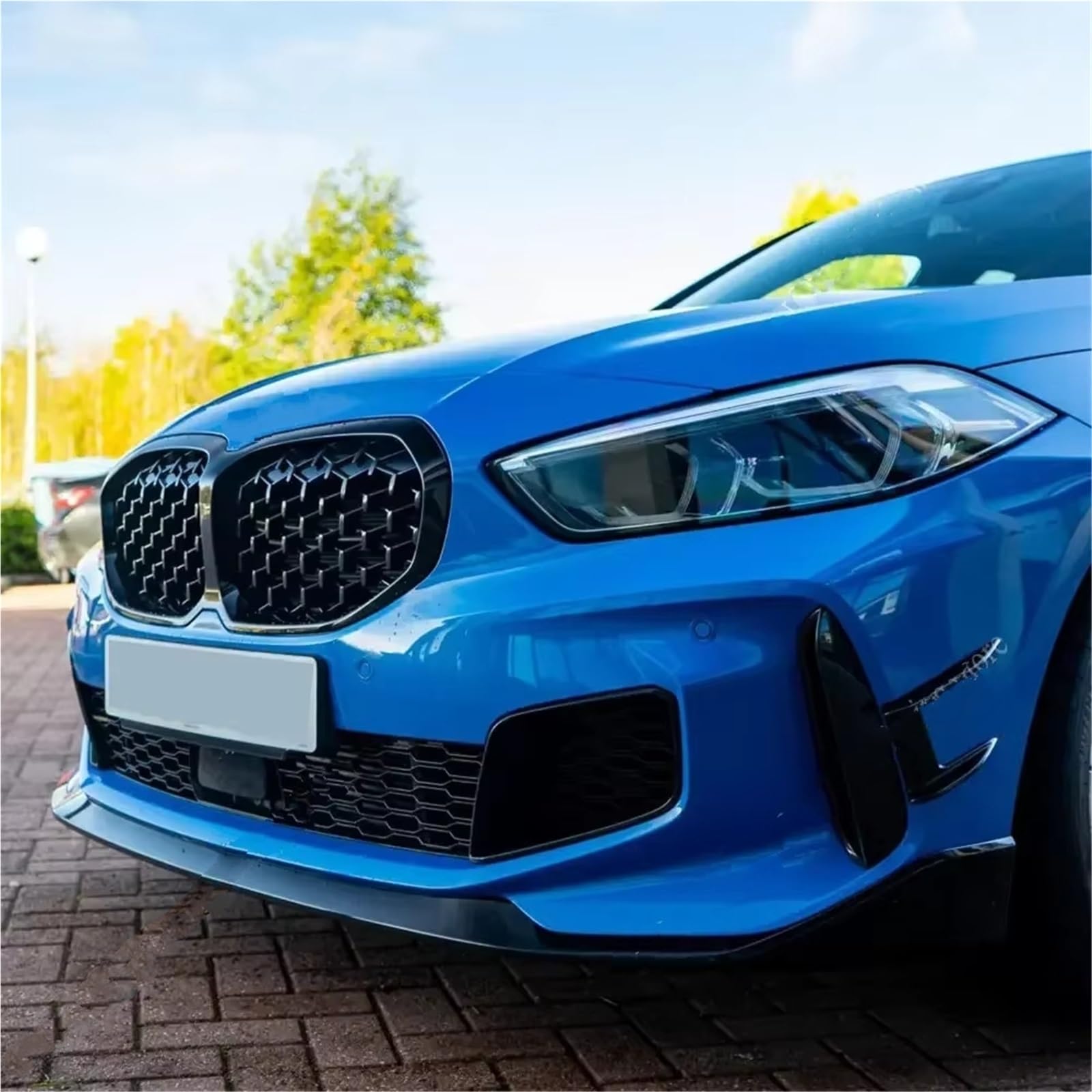 Spoiler Per BMW Serie 1 F40 - Paraurti Anteriore Performance Style Splitter Laterale AirVent Trim Blade 120i 120d 128ti M135i 2019-2023 Labbro Paraurti Anteriore