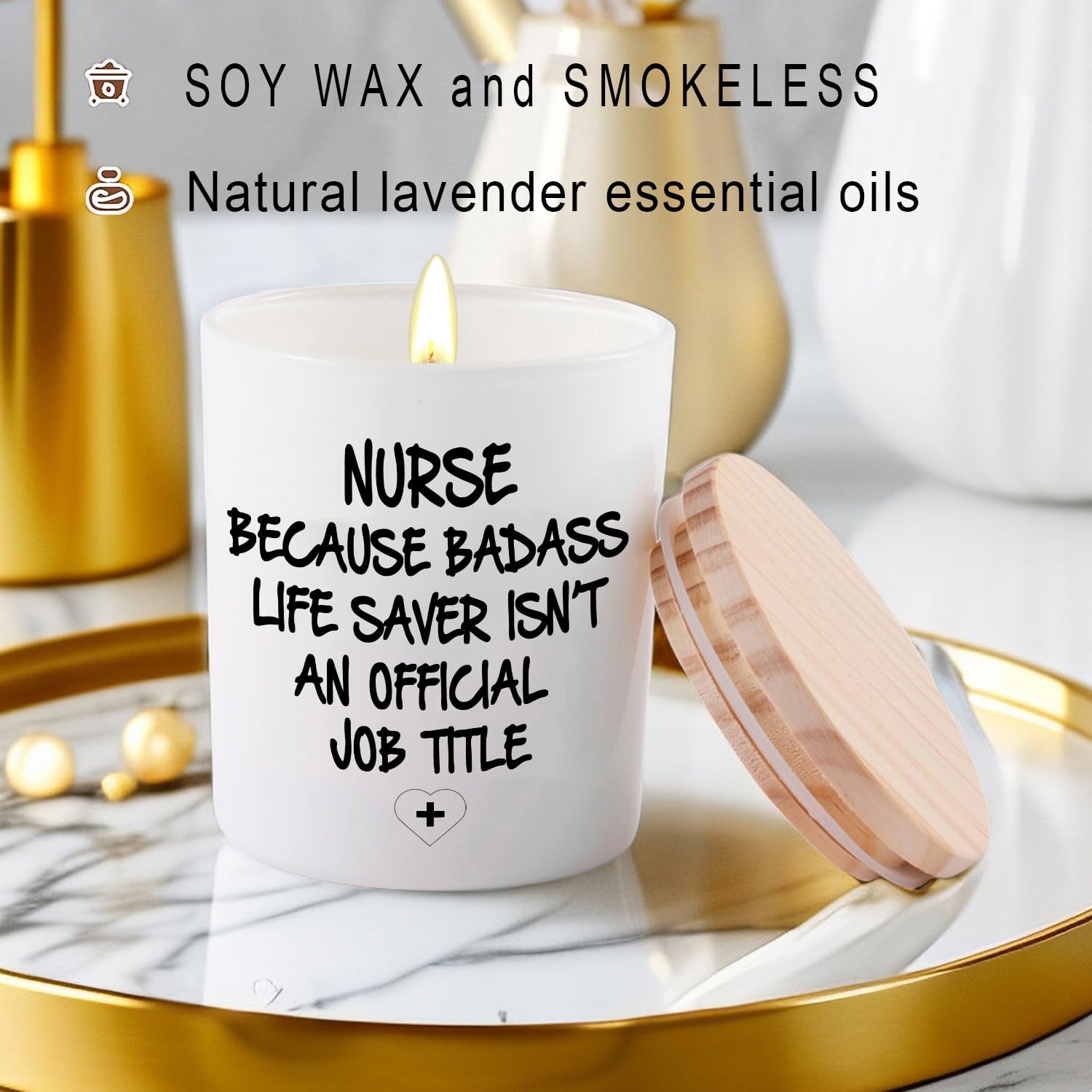 BFJLIFE Nurse Gifts for Women Funny Unique School Nurse Practitioner Gifts for Christmas Birthday Nurse Week Appreciation Novelty Lavender Scented Soy Candles - Image 2