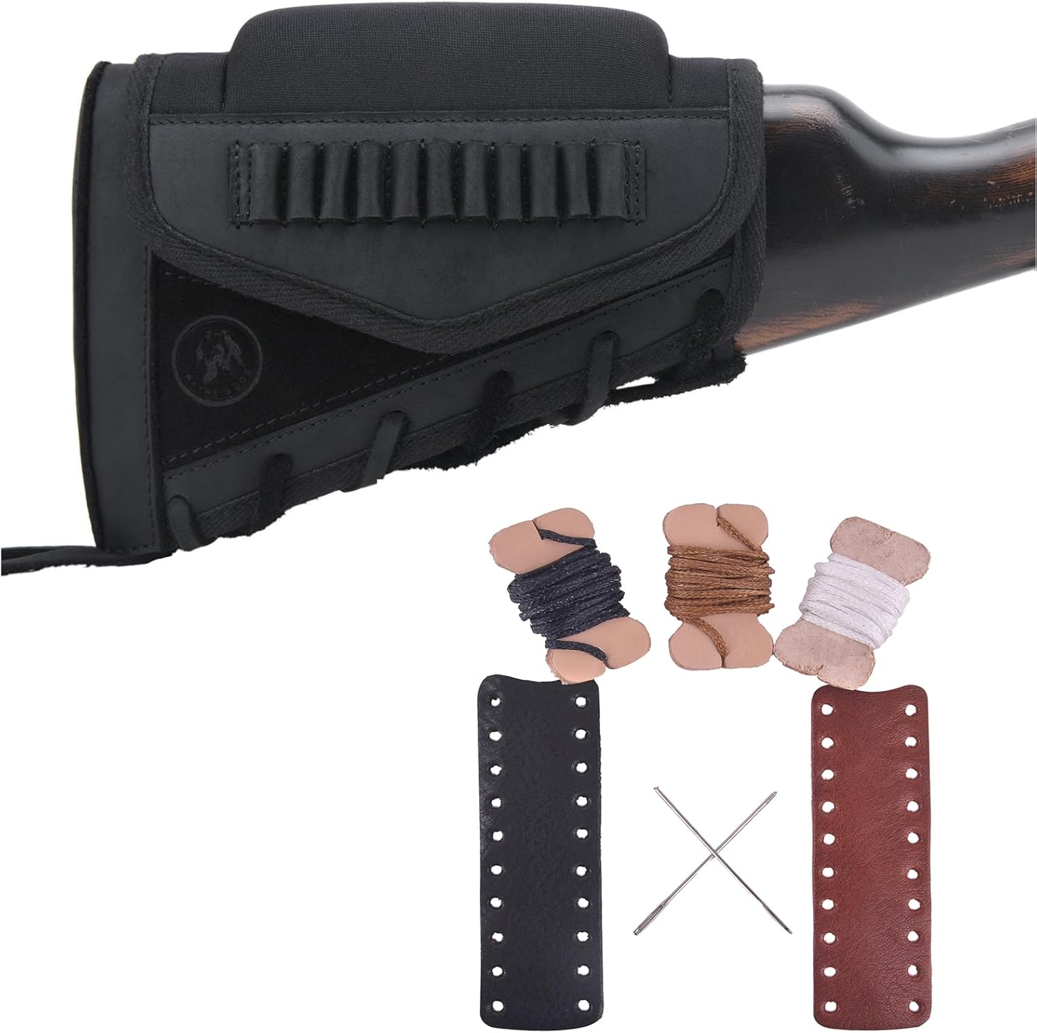 Leather Cheek Riser Pad Ammo Holder for .22LR Henry, 3.5inch Lever Wrap for Hunting