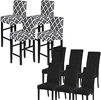 Vista 1 de Juego de 10 fundas para silla, fundas elásticas para sillas Parsons, de elastano, extraíbles, lavables, fundas protectoras para sillas de cocina