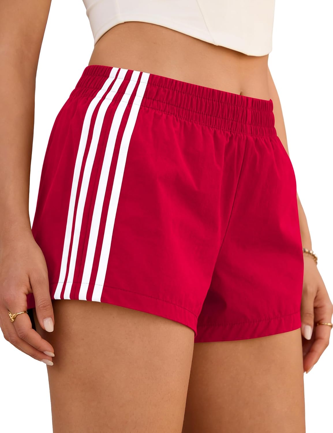 Womens Shorts Sweat Track Athletic Low Rise Micro Y2k UPF 50+ Short | Summer Side Stripes Shorts Workout Gym Running Cute Girls Athleisure Clothing