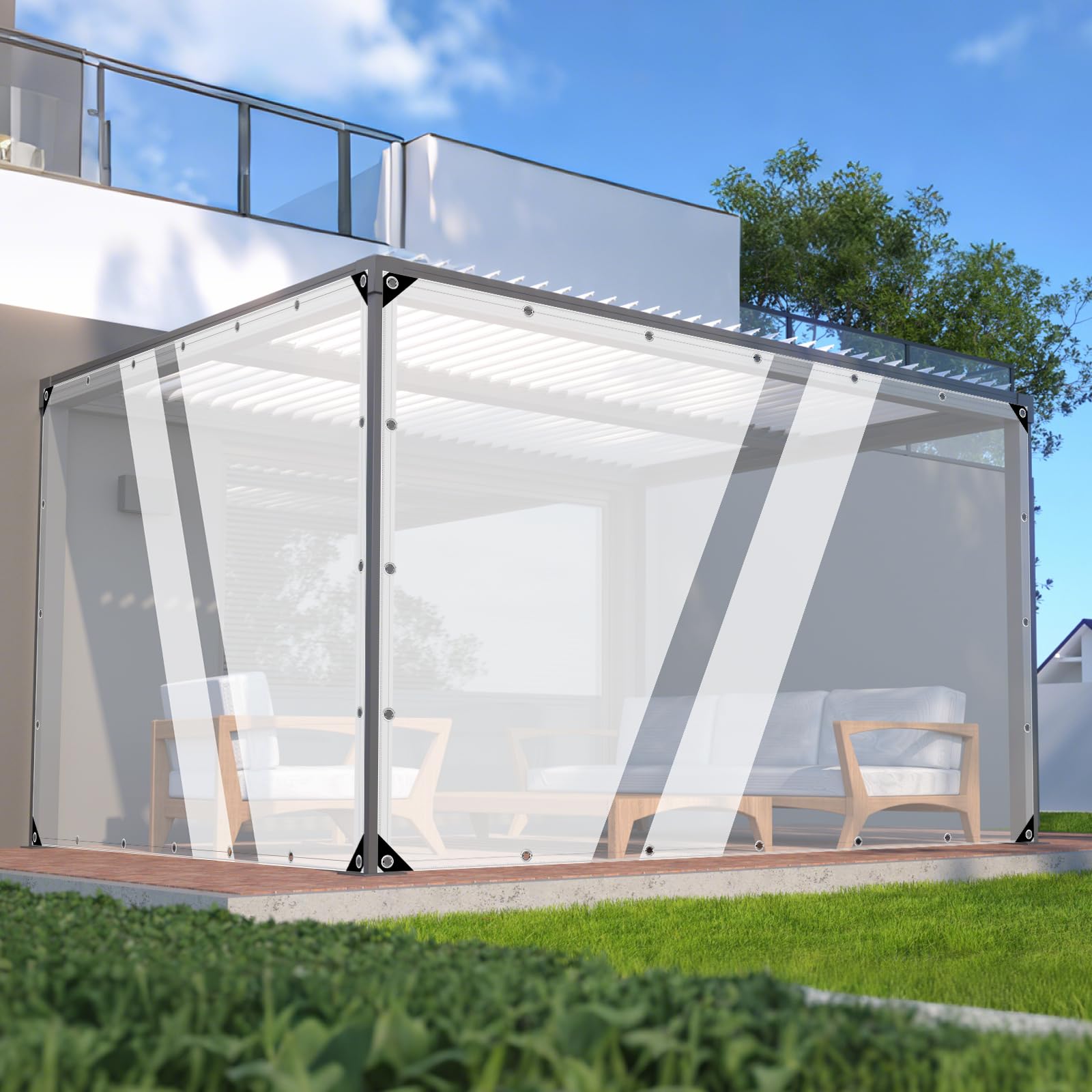 Lcyy.tg Clear Tarp,3' X 6' Tarps Heavy Duty Waterproof With Reinforced Edge, 14 Mil Tarps With Grommets,Pvc Vinyl Tarpaulin Enclosure For Patio,Porch And Outdoor,Patio And Pavilion