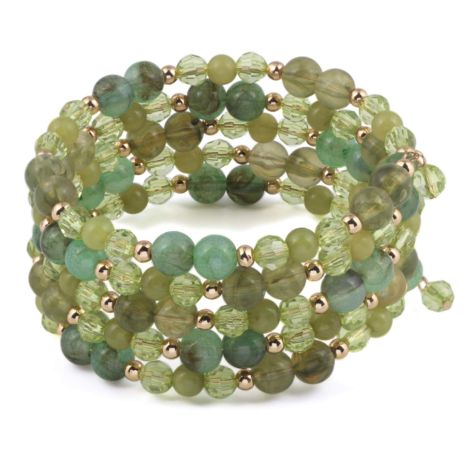 Coiris Multi Layers Statement Yellow Beaded Bracelet Adjustable Strand Bangle Bracelet for Women